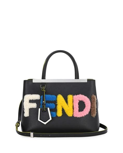 2jours petite fendi shearling satchel bag black multi|Fendi 2Jours Bags & Handbags for Women for sale .